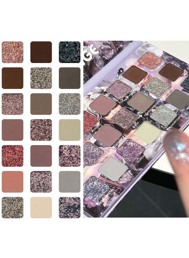 HERORANGE 21-Color Cool Moon-Toned Eyeshadow Palette, Including Pearl, Matte and Shimmer Shades, Long-Lasting Wear, Low-Saturation Natural Colors, Finely Textured and Adheres Smoothly Without Fallout. - Image 4